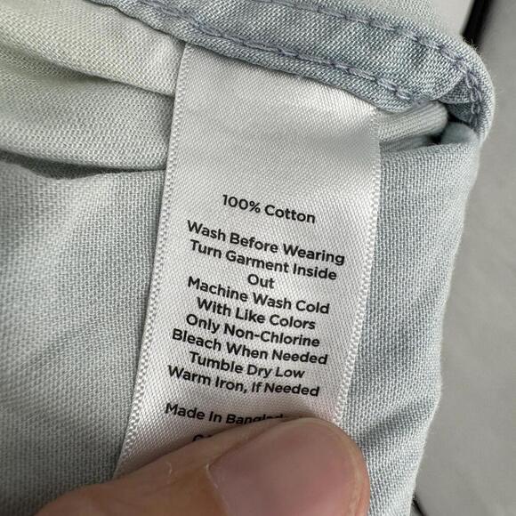 Talbots Shirt 2x blue white ombre chambray button up coastal beachy plus office - Picture 4 of 5